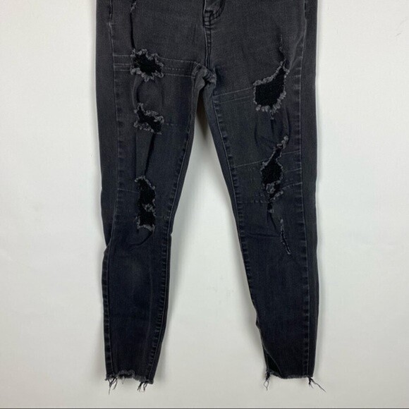 Aero High-Rise Jeans Womens Faded Black Size 4 Stretch Denim Distressed Pants - Picture 7 of 10